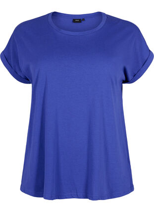T-shirt met korte mouwen van katoenmix, Royal Blue, Packshot image number 0