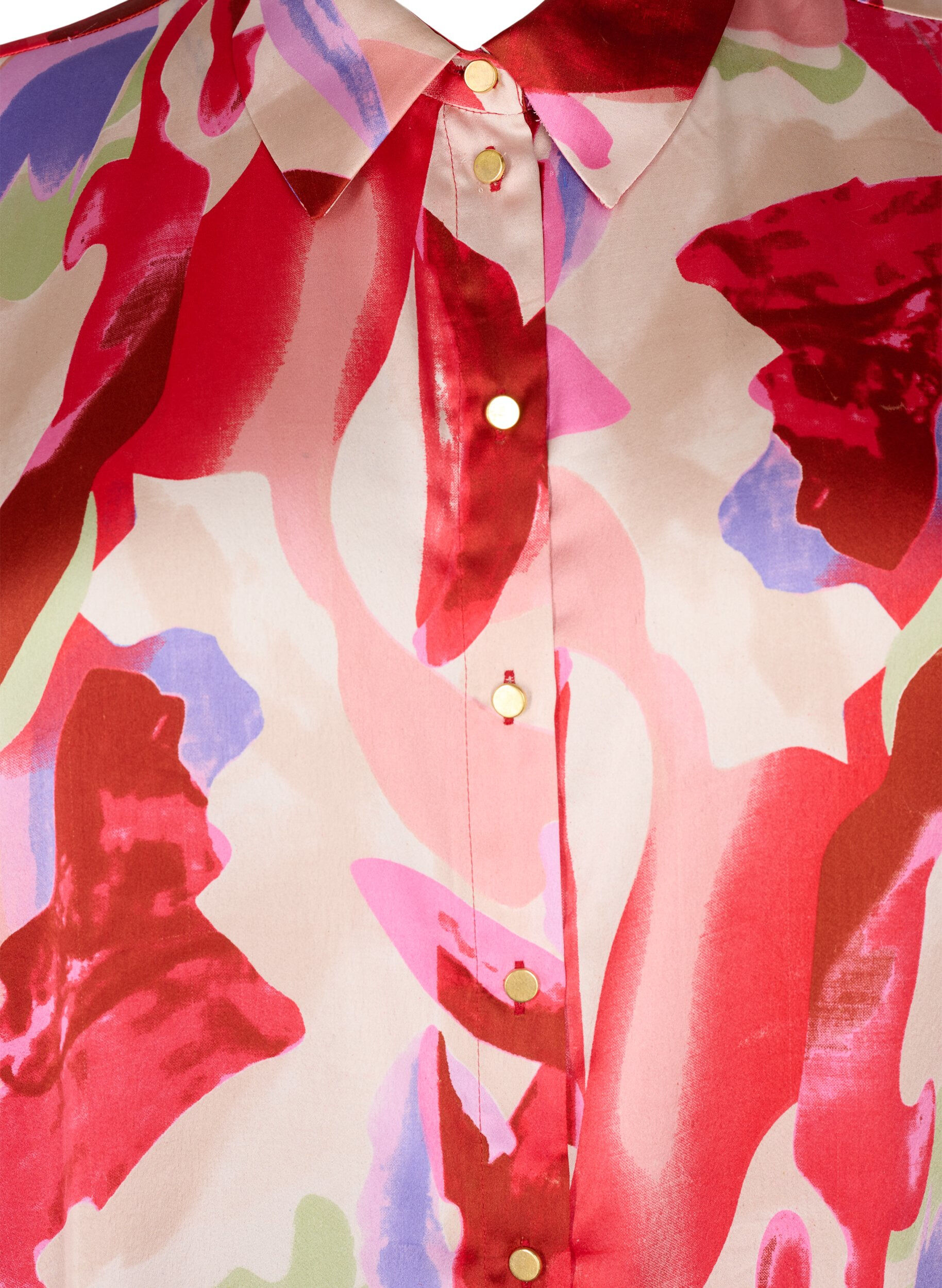 ZizziLange satijnen blouse met print, Geranium Graphic AOP, Packshot image number 2