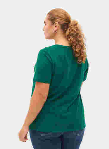 Basic t-shirt in effen kleur met katoen, Evergreen, Model image number 1