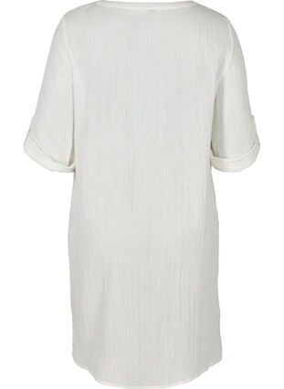 Robe en coton avec boutons et manches 3/4, Bright White, Packshot image number 1