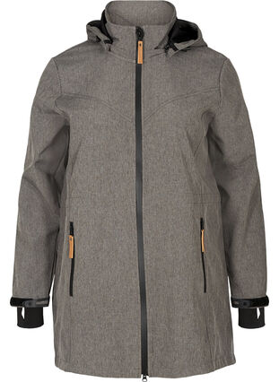 Veste softshell avec capuche et poches, Medium Grey Melange, Packshot image number 0