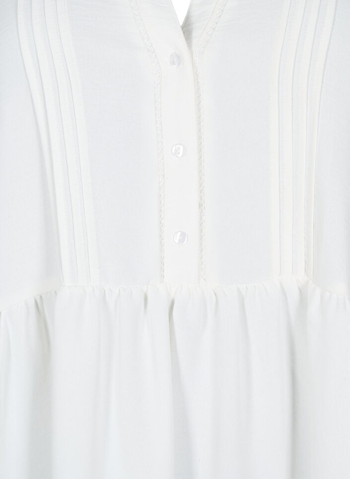 FLASH - Robe courte avec des plis et des manches longues, Blanc, Packshot image number 2