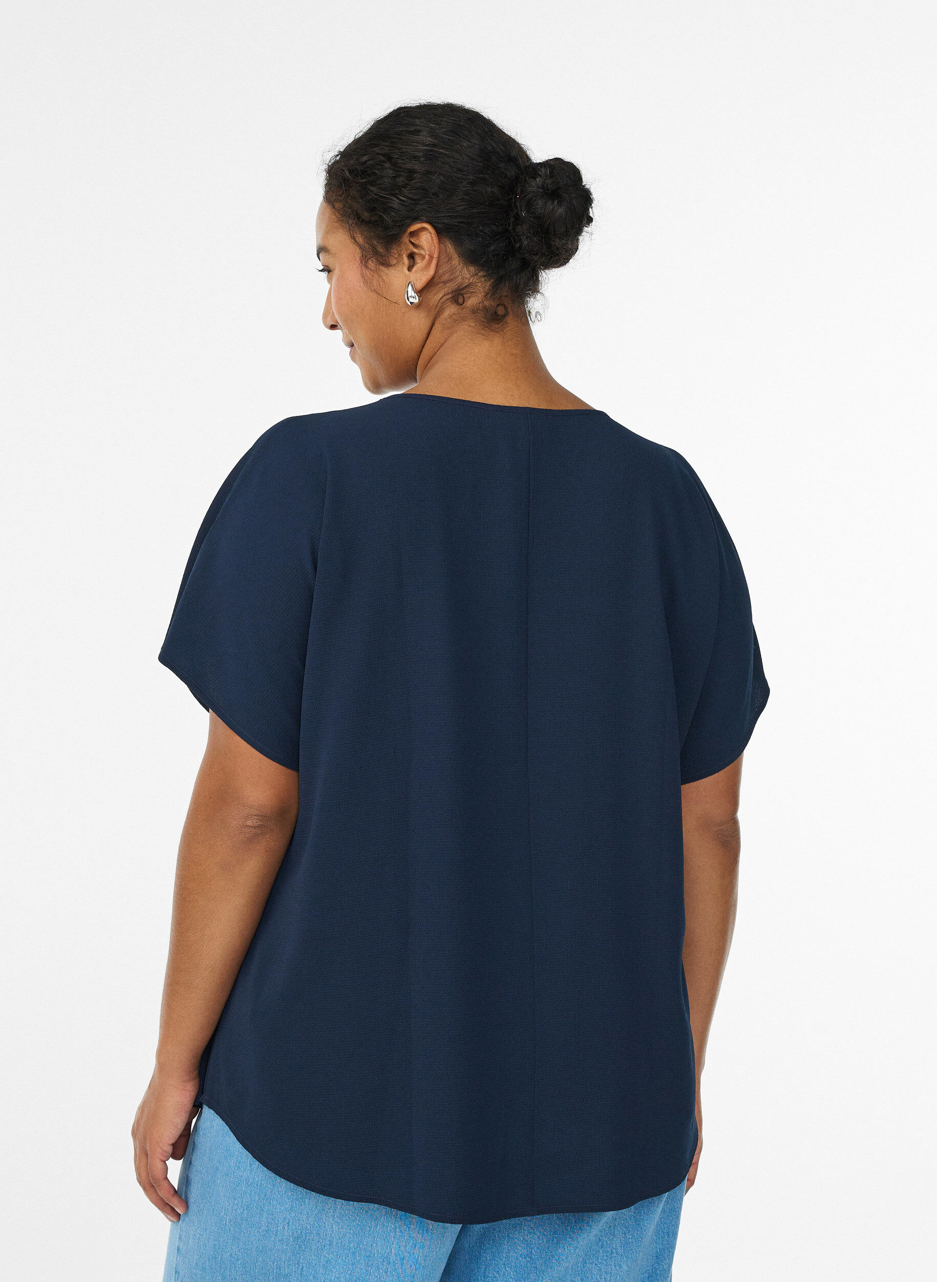 ZizziTop met korte mouwen en ronde hals, Blauw, Model image number 2