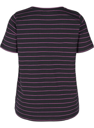 T-shirt rayé en coton, Black w. Purple , Packshot image number 1