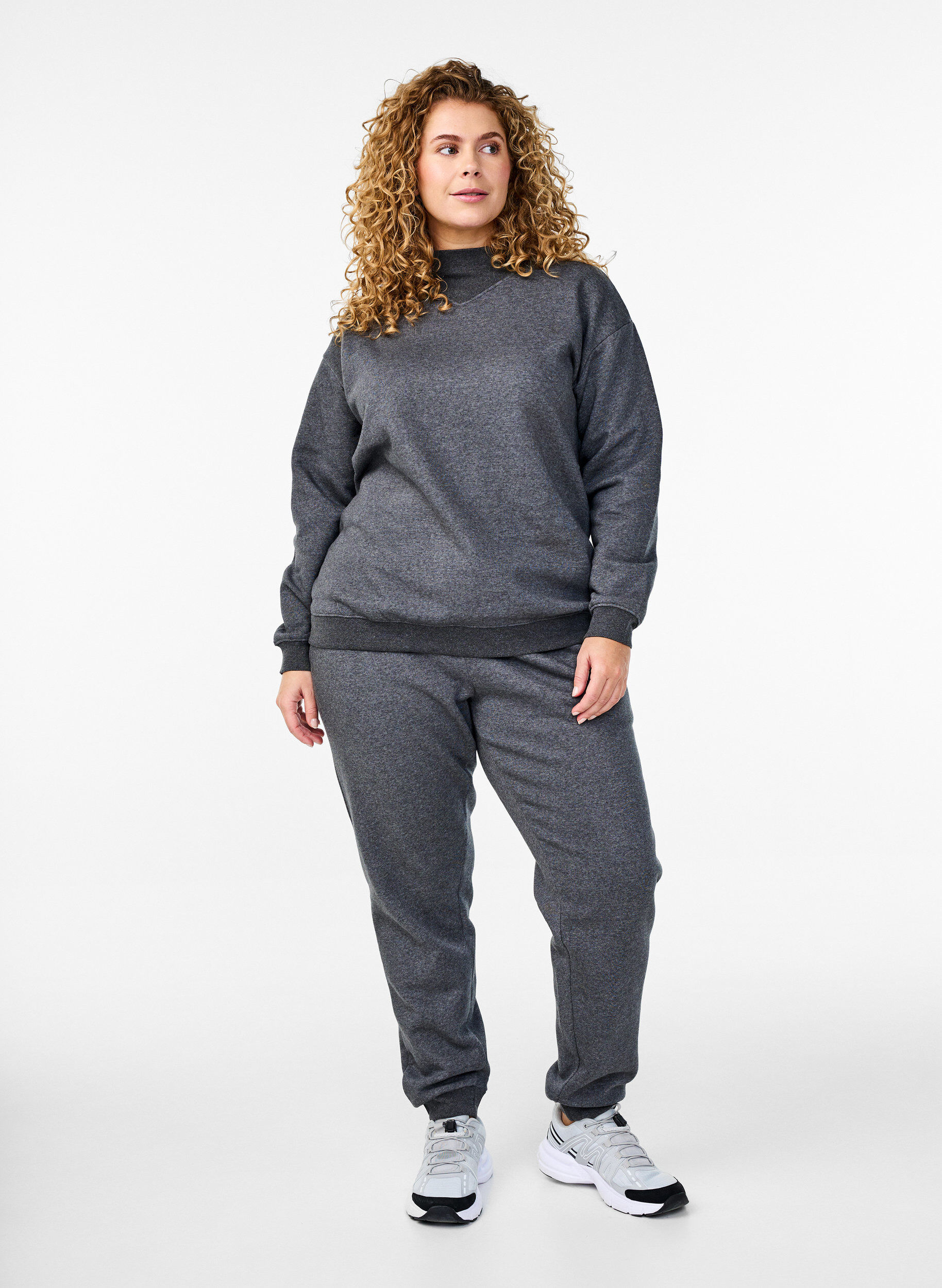 ZizziSweatpants met hoge taille, Grijs, Model image number 0