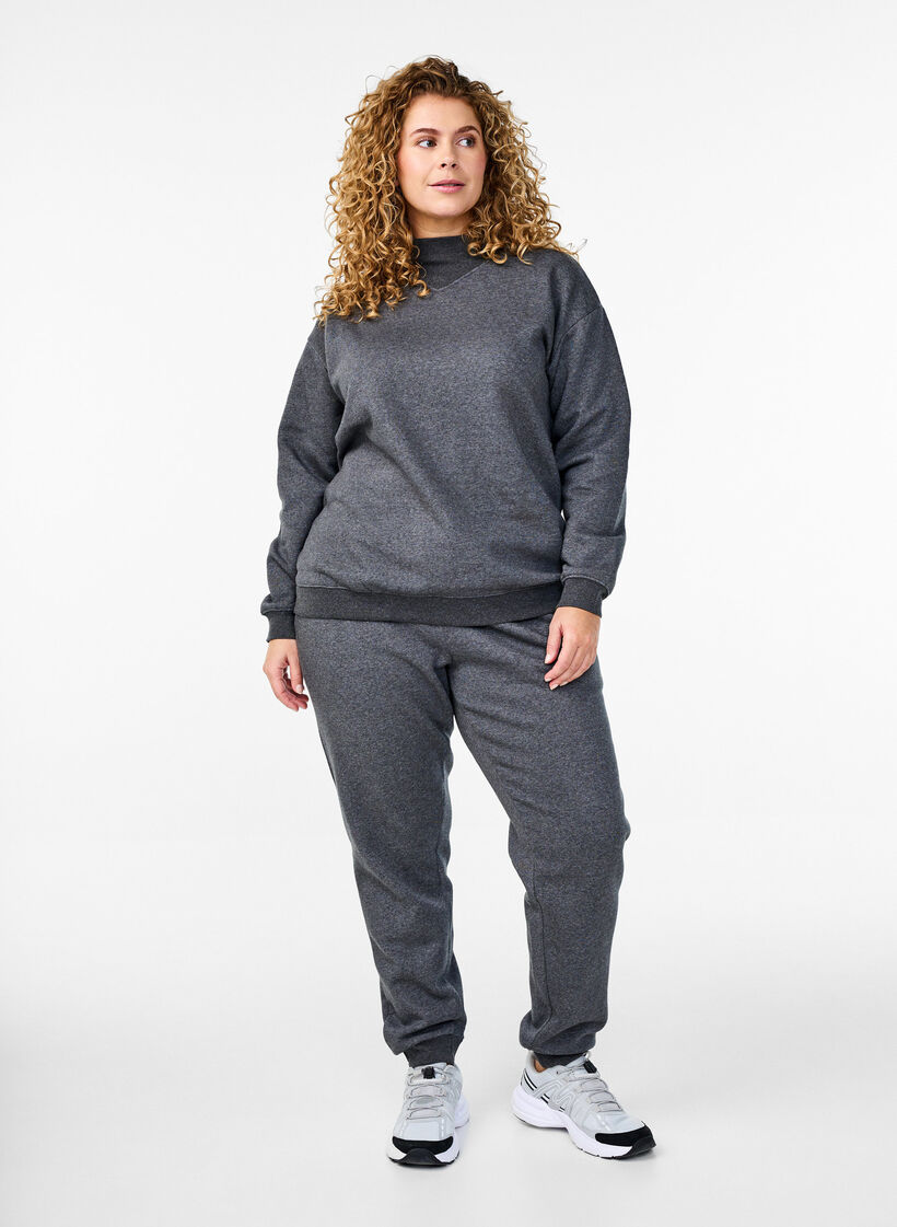 Sweatpants met hoge taille, Grijs, Model image number 0