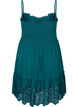 Viscose strandjurk met smokwerk en borduursel anglaise, Deep Teal, Packshot image number 1