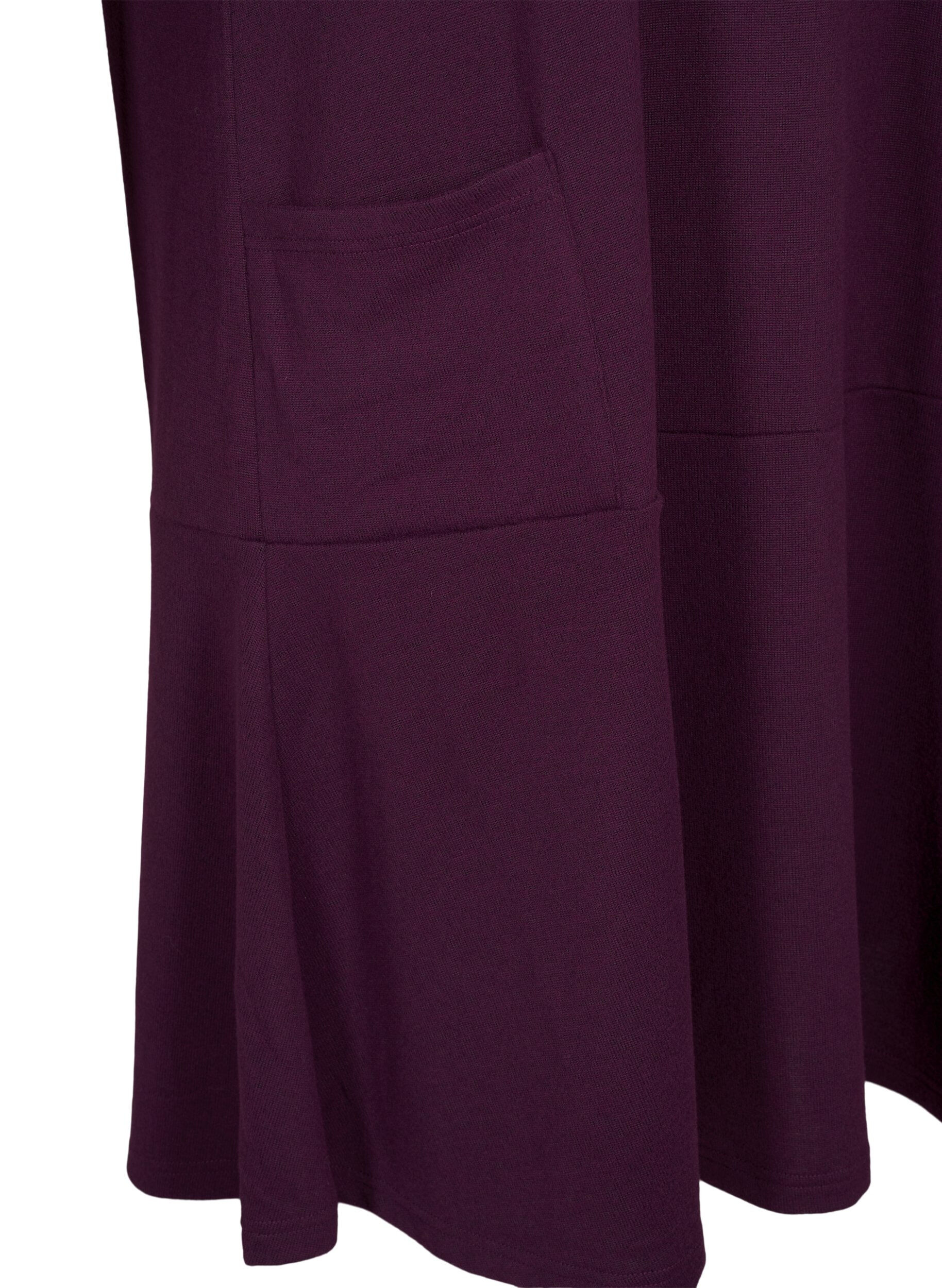 Zizzi Robe en jersey avec col montant et poches, Violet, Packshot image number 3