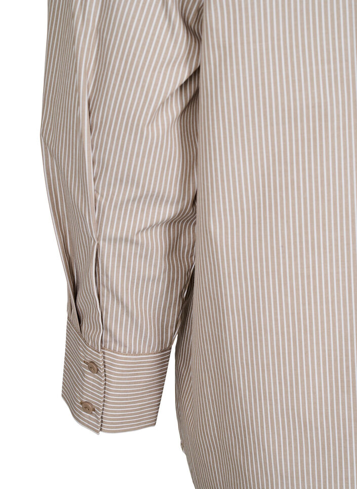 Chemise rayée ample à manches longues, Marron, Packshot image number 3