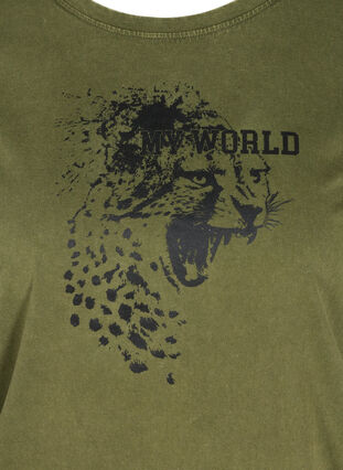 T-shirt met korte mouwen, acid wash en smokwerk, Ivy Green acid wash, Packshot image number 2