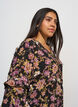 Blouse avec imprim&eacute; floral et volants, Noir, Model image number 3