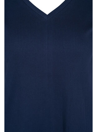 T-shirt en coton avec structure côtelée, Navy Blazer, Packshot image number 2