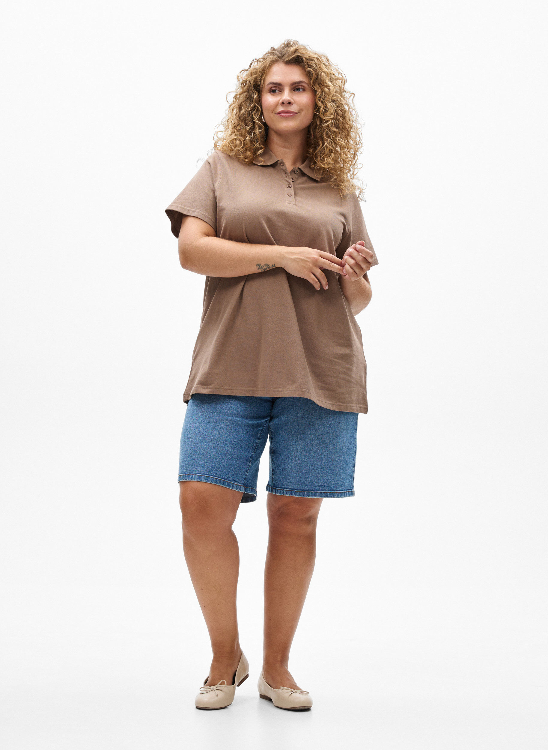 ZizziPolo met korte mouwen, Bruin, Model image number 1