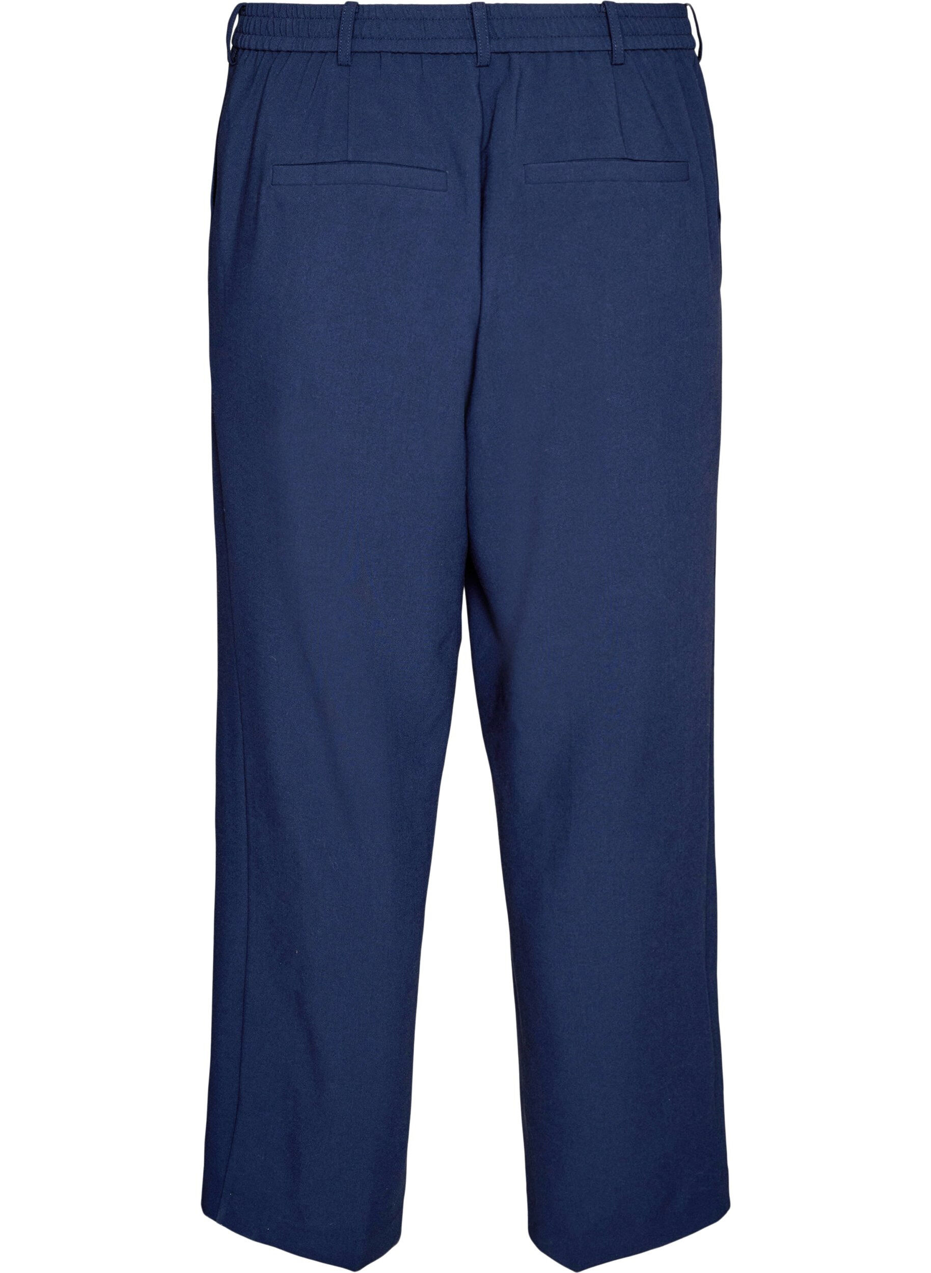 ZizziOp maat gemaakte broek met een hoge taille en straight-fit, Blauw, Packshot image number 1