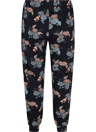 Pantalon de pyjama en coton avec imprimé floral, Black Flower AOP, Packshot image number 1