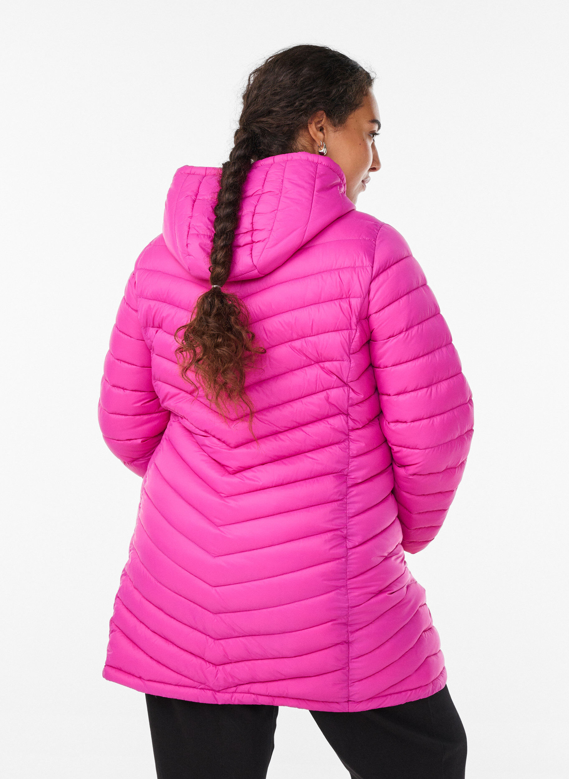 ZizziLichtgewicht jas met zakken en een afneembare capuchon, Roze, Model image number 2