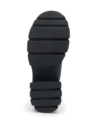 Botte en cuir pour pieds larges avec une semelle épaisse, Black, Packshot image number 4