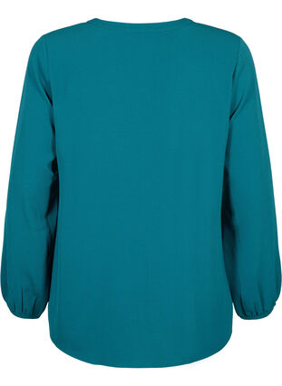 Effen blouse met v-hals, Deep Teal, Packshot image number 1