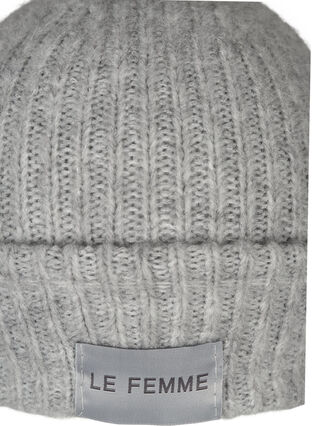 Bonnet tricoté avec écriture, Grey, Packshot image number 2