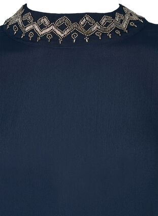 Blouse à manches longues en viscose avec perles, Night Sky, Packshot image number 2