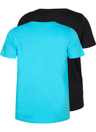 T-shirt basiques 2-pack en coton, Blue Atoll / Black, Packshot image number 1