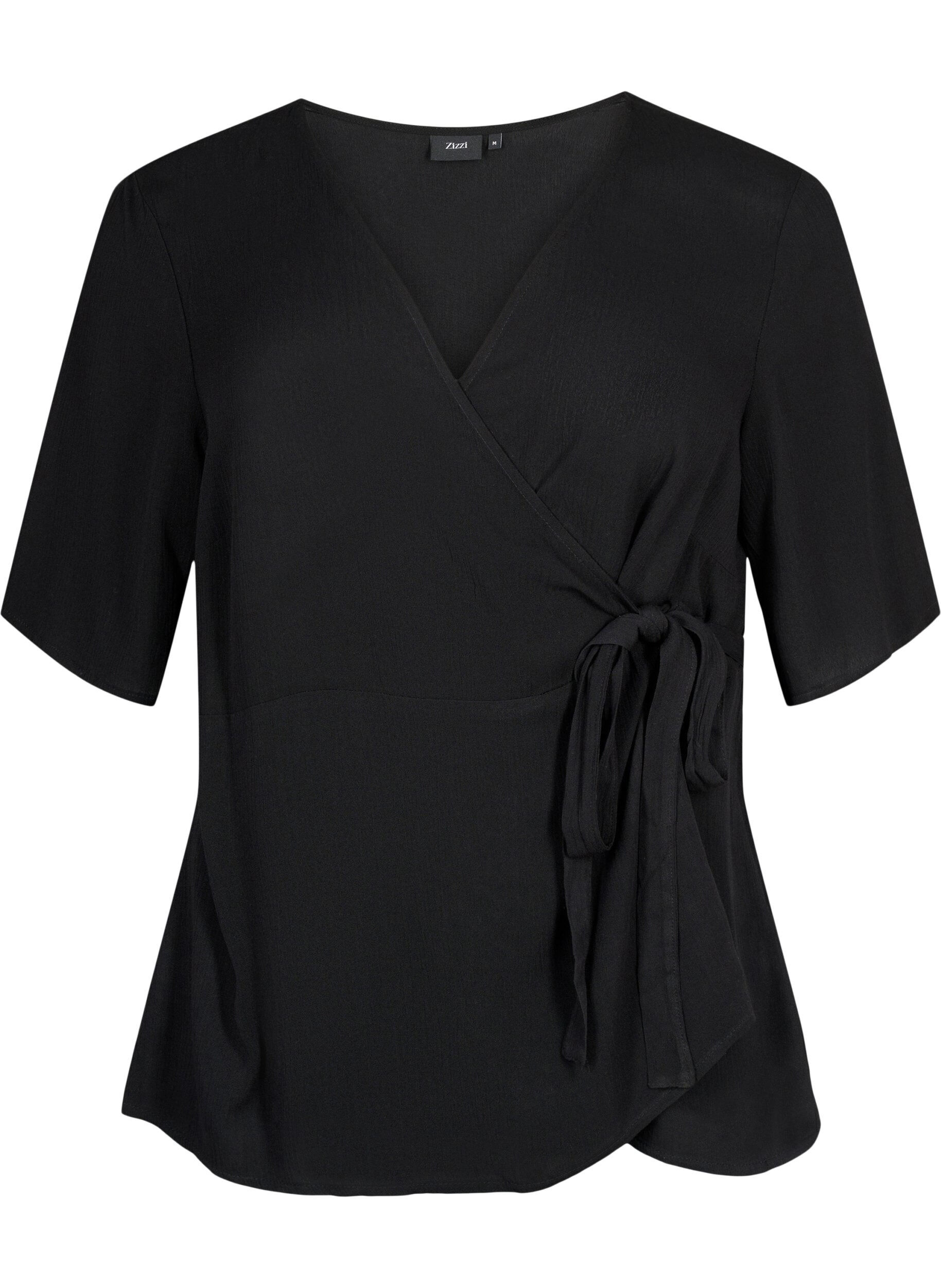 Zizzi Blouse en viscose cache-c&oelig;ur, Black, Packshot image number 0
