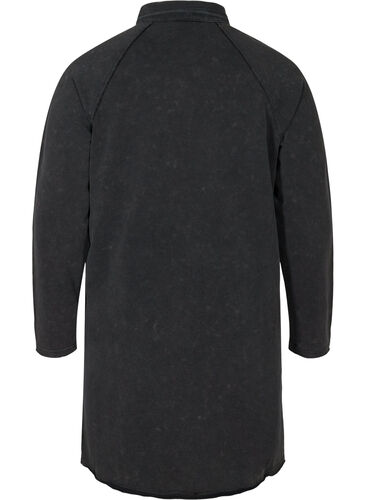 Robe pull en coton avec lavage à l'acide et poches, Black Acid Washed, Packshot image number 1