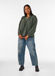 Blouse met V-hals en gehaakte sierband, Groen, Model image number 1