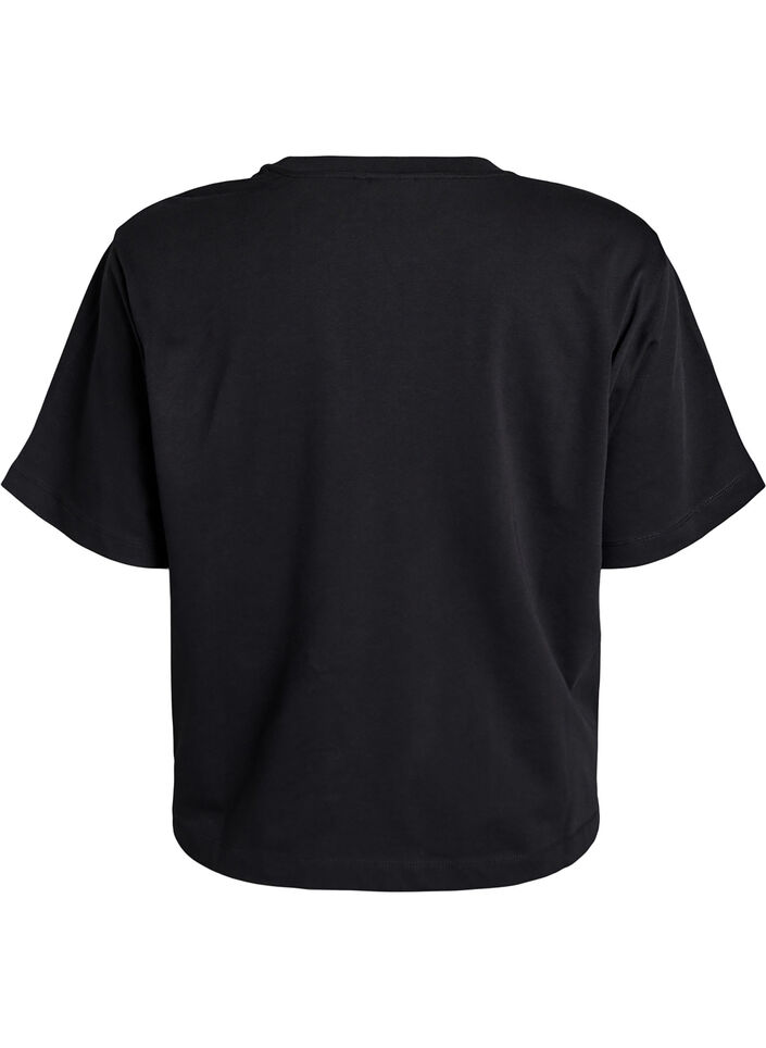 T-shirt coupe boxy en coton, Noir, Packshot image number 1
