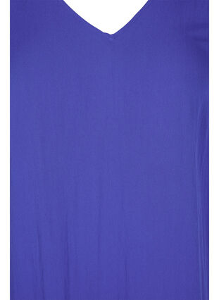 Viscose jurk met korte mouwen en v-hals, Dazzling Blue, Packshot image number 2