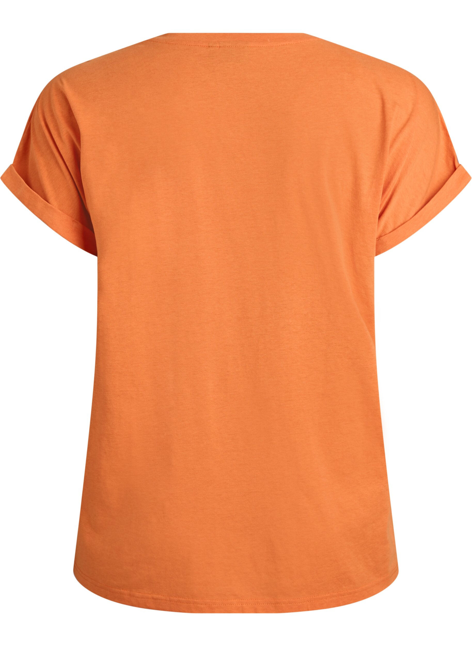 ZizziT-shirt &agrave; manches courtes en coton m&eacute;lang&eacute;, Orange, Packshot image number 1