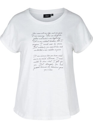 T-shirt avec imprimé en coton biologique, Bright White TEXT, Packshot image number 0
