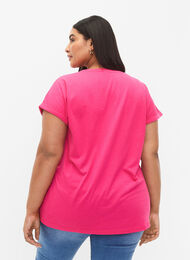 T-shirt à manches courtes en coton mélangé, Raspberry Sorbet, Model