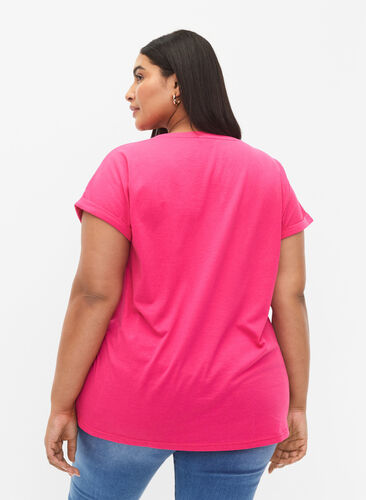 T-shirt à manches courtes en coton mélangé, Raspberry Sorbet, Model image number 1
