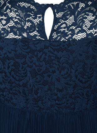 Mouwloze maxi-jurk met plissé en kant, Night Sky, Packshot image number 3