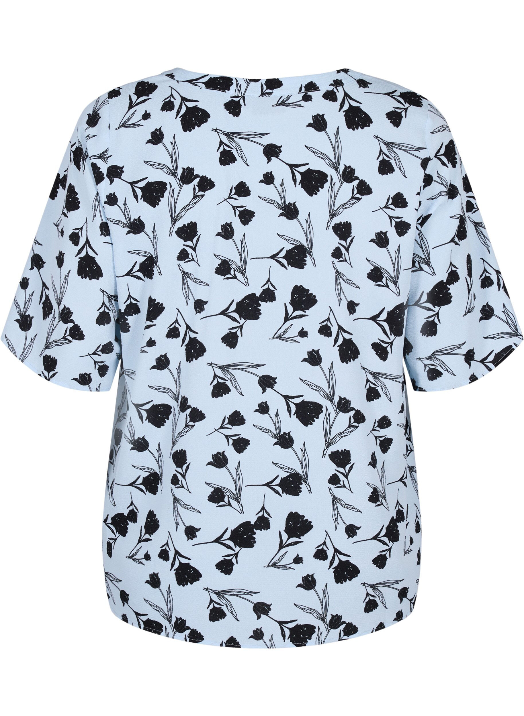 Zizzi Blouse met V-hals en bloemenprint, Cashmere Blue Flower, Packshot image number 1