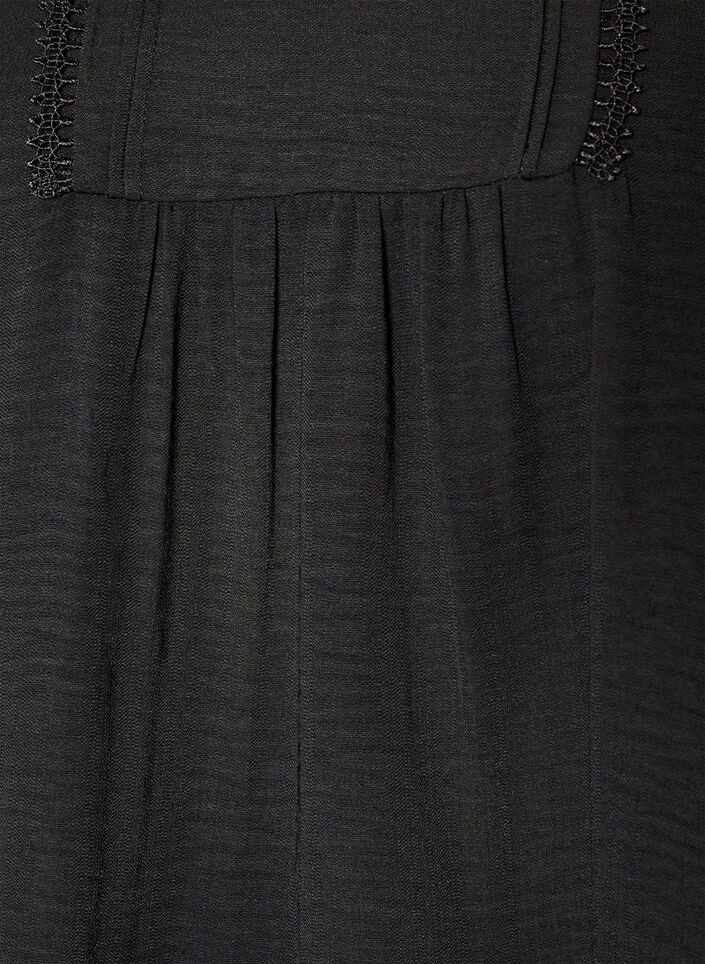 Blouse met V-hals en gehaakte sierband, Zwart, Packshot image number 2