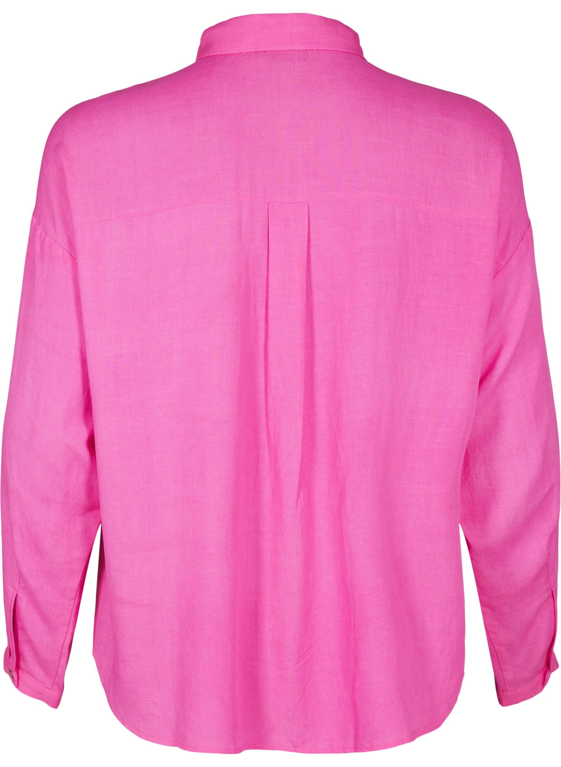 ZizziLinnen en viscose shirt met lange mouwen, Roze, Packshot image number 1