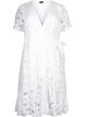 Robe cache-cœur avec dentelle et manches courtes, Bright White, Packshot image number 0