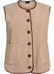 Veste sans manches en teddy avec finitions contrast&eacute;es, Beige, Packshot image number 0