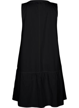 Korte katoenen jurk in een a-lijn, Black, Packshot image number 1