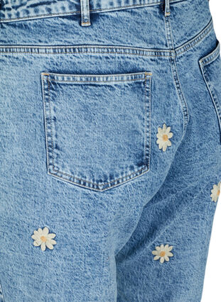 Mille mom fit jeans met bloemen, Blue denim w. flower, Packshot image number 3