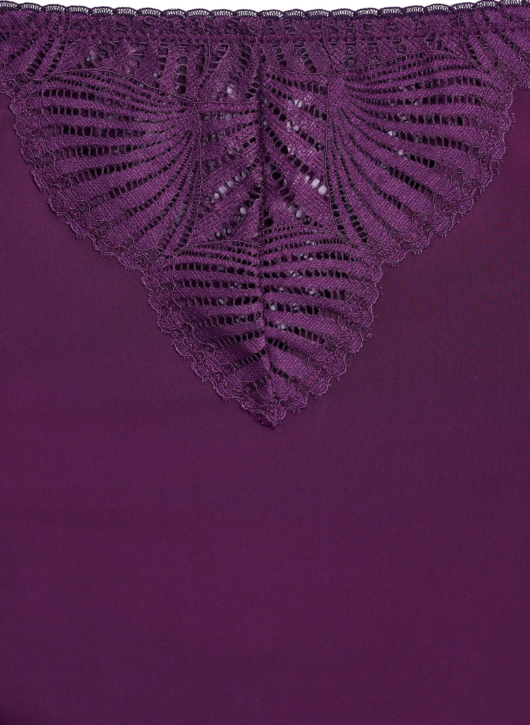 Zizzi Culotte en microfibre avec d&eacute;tails en dentelle, Bordeaux fonc&eacute;, Packshot image number 2