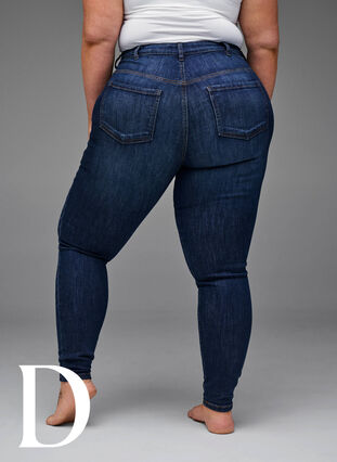Super smalle jeans met hoge taille, Dark Blue, Model image number 9