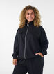 Jersey vest met rits en hoge kraag, Zwart, Model image number 0
