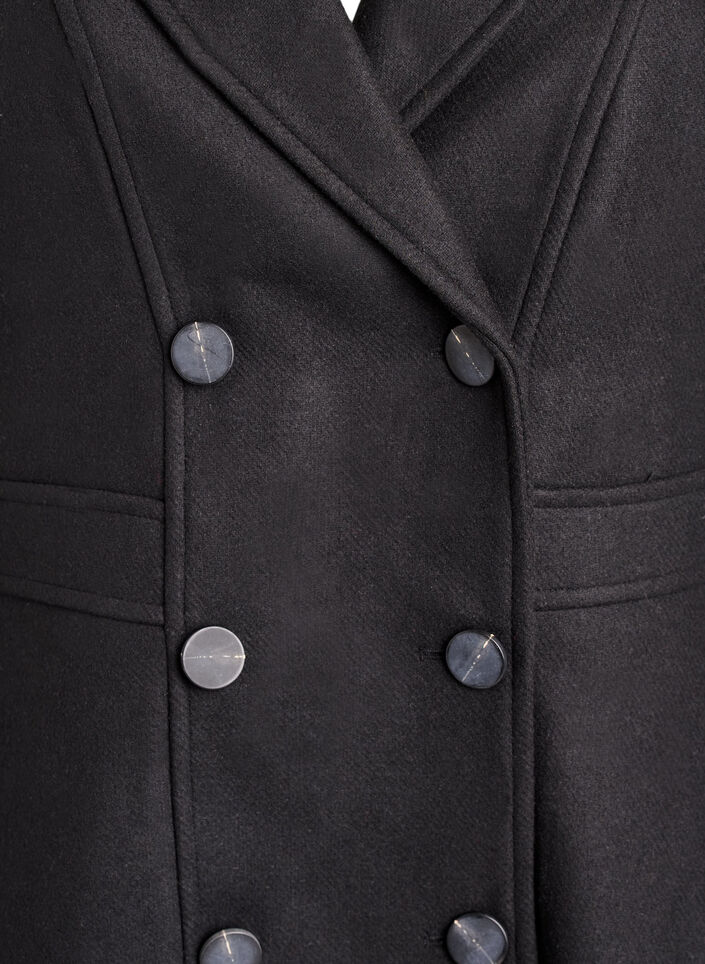 Manteau en laine coupe A avec poches, Noir, Packshot image number 2