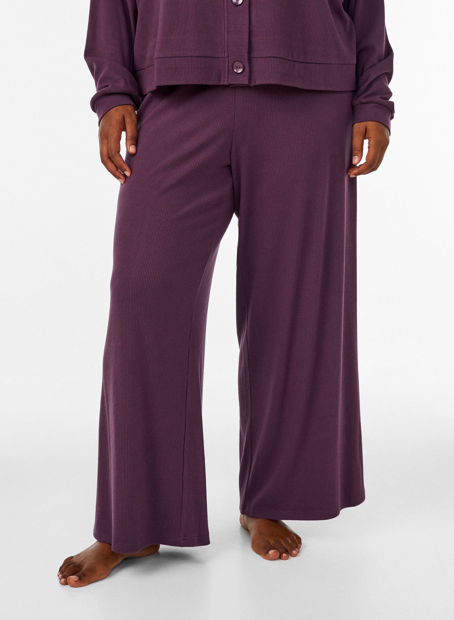 ZizziPantalon en jersey c&ocirc;tel&eacute; &agrave; jambes amples, Violet, Model image number 0