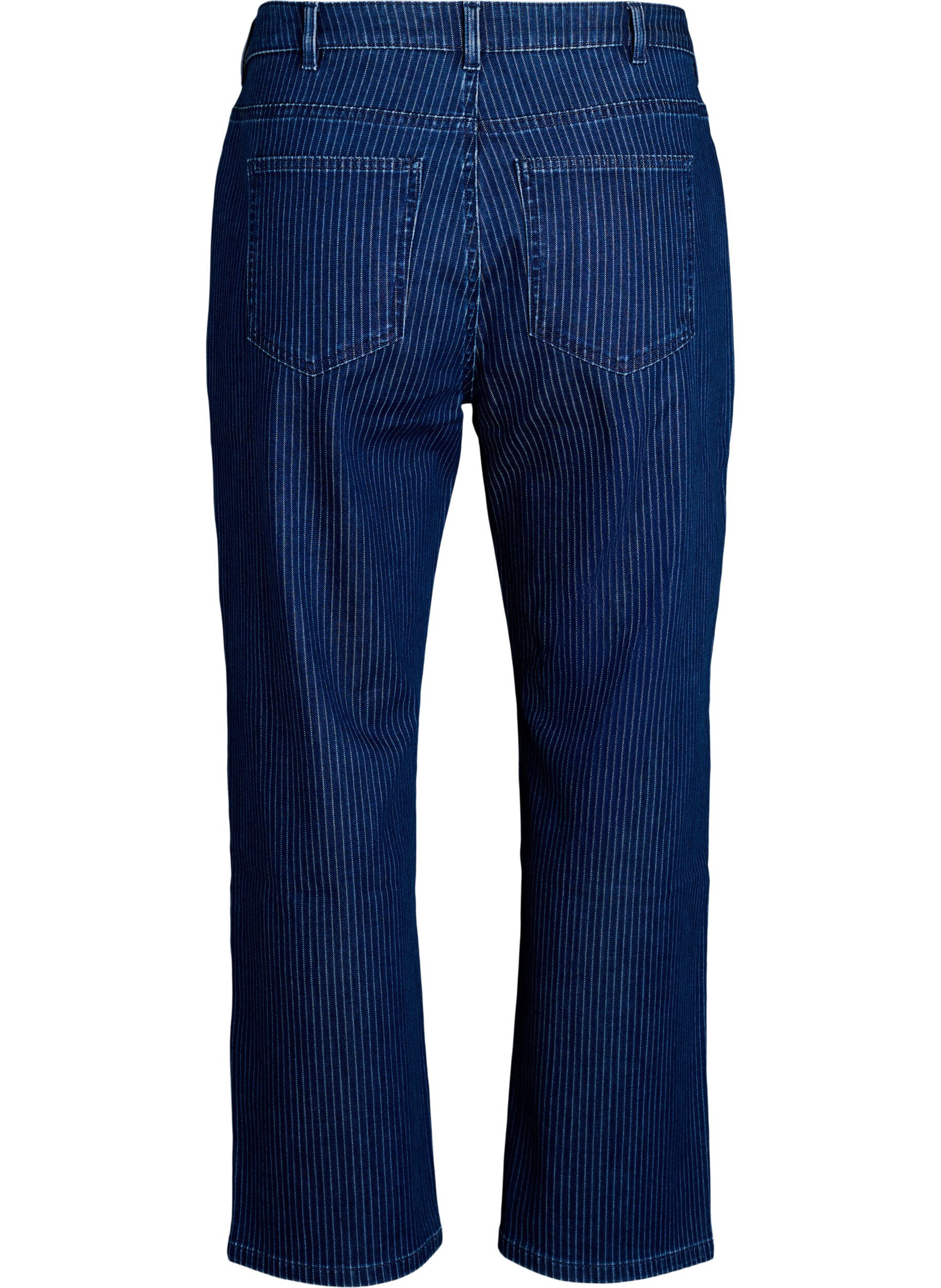 ZizziGestreepte jeans met een rechte pasvorm, Blauw, Packshot image number 1