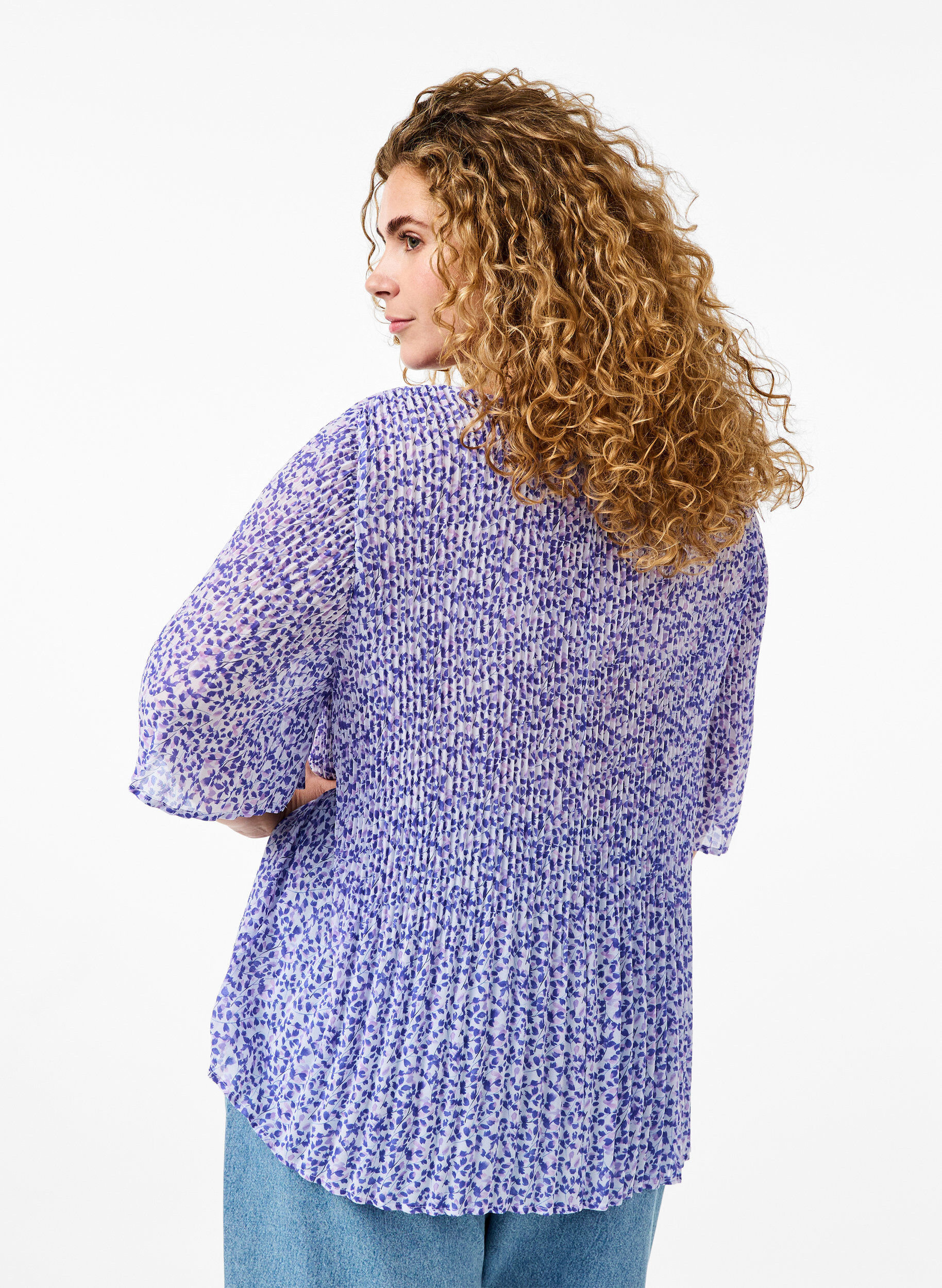 ZizziGebloemde blouse met plooien, Small Flower AOP, Model image number 1