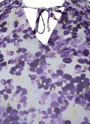 Tunique à imprimé floral et lurex, Beige/Purple Flower, Packshot image number 2